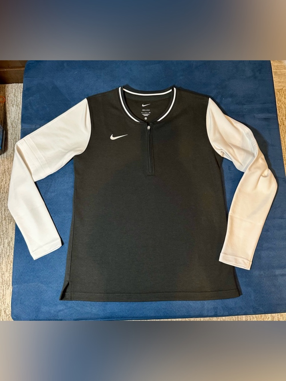 Nike Black with White Sleeve Dri-FIT Half-Zip Youth Top